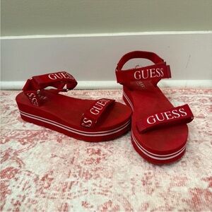 Guess Red Platform Sandals